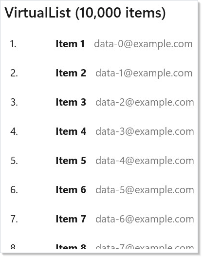 含 10,000 项的 VirtualList