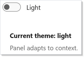 Theme toggle with light and dark panels