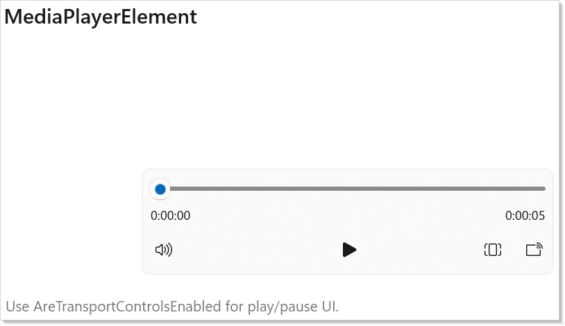 带传输控件的 MediaPlayerElement